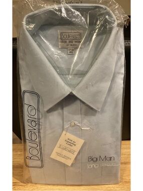 Vintage Big Mens Boulevard Dress Shirt Expandable Collar Size 17-33 Light Blue